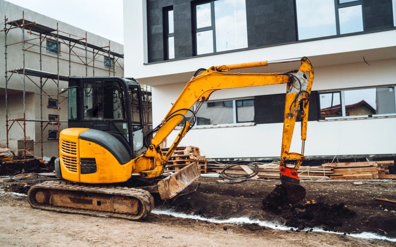 Industrial machinery on construction site